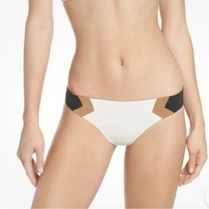 L*Space Caramel Color block Barracuda Bikini Bottom Black Cream Size M New